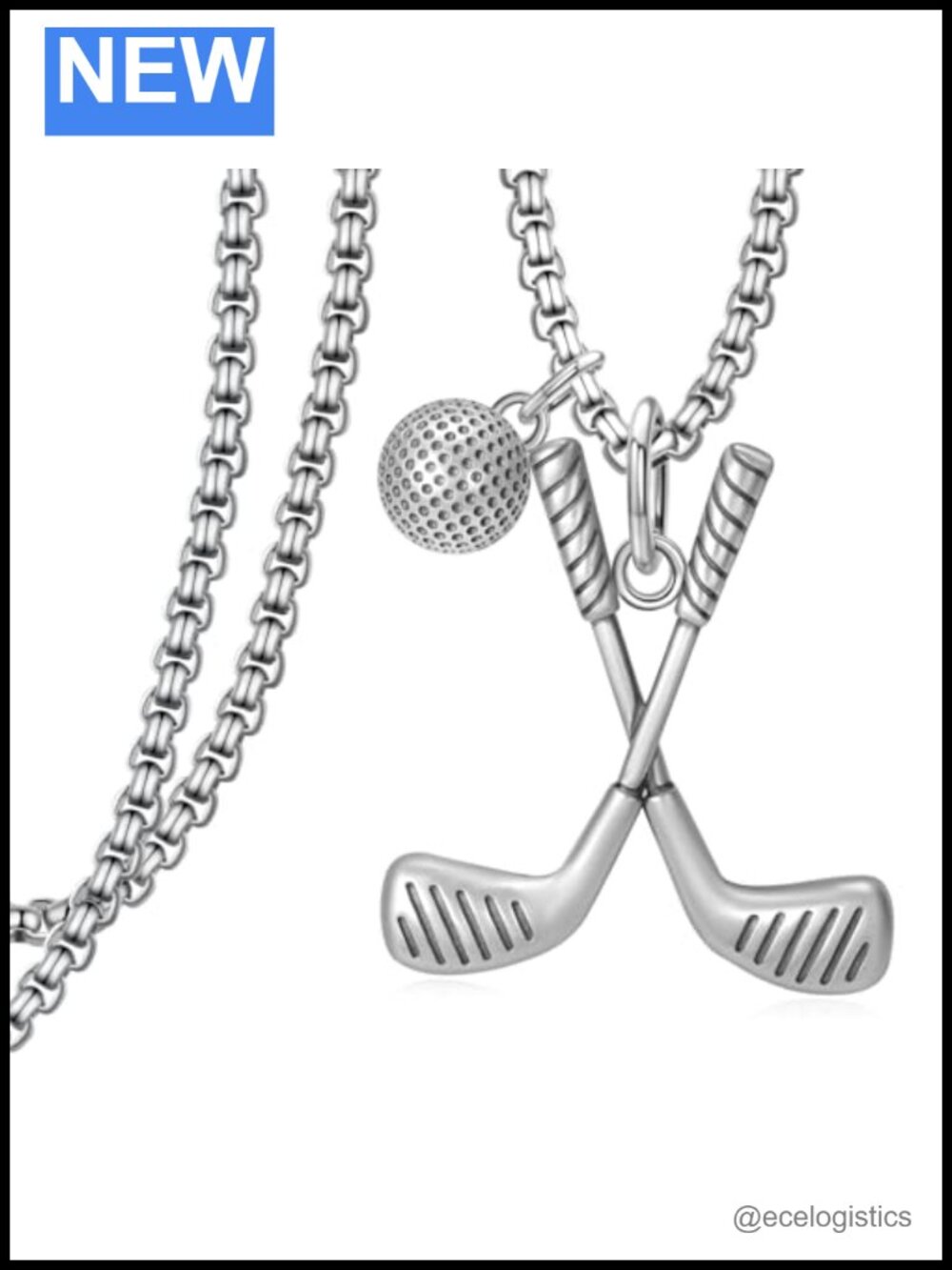 Sterling Silver Golf Pendant Necklace for Women Men Sports Jewelry